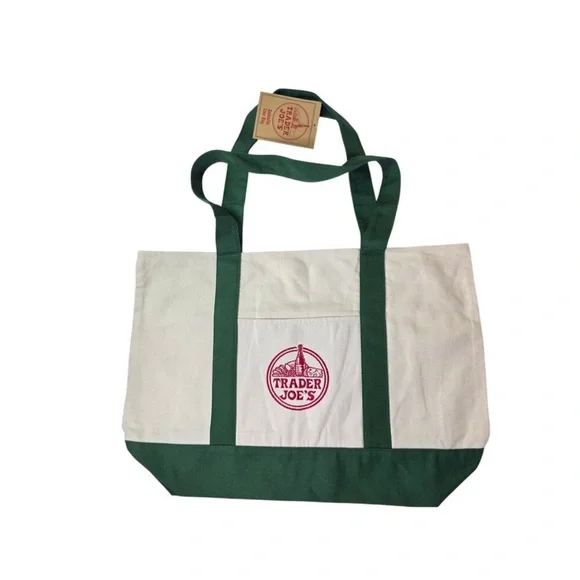 NWT: Trader Joe's Canvas Tote Shopping Bag, green - Picture 7 of 7